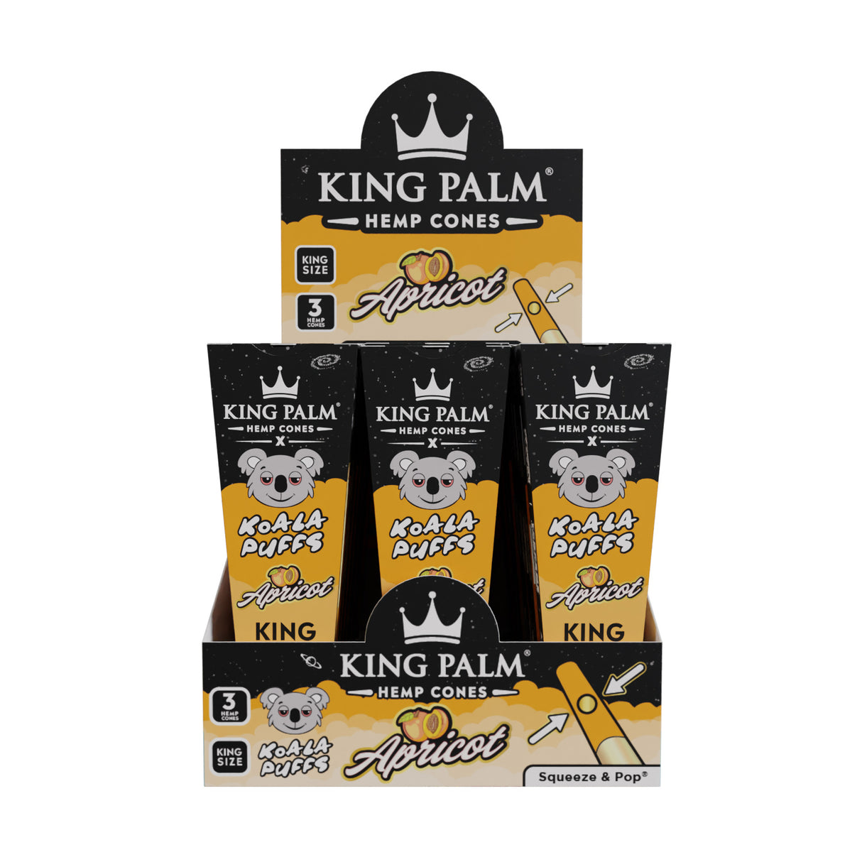 King Palm x Koala Puffs King Size Hemp Cones 30ct – Apricot