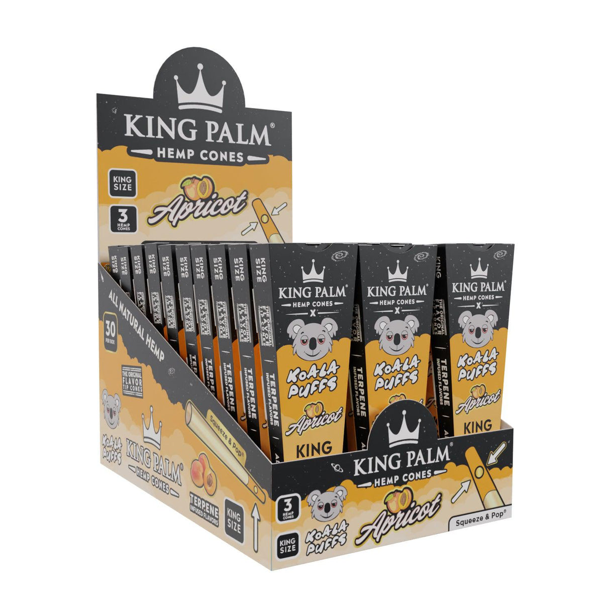 King Palm x Koala Puffs King Size Hemp Cones 30ct – Apricot