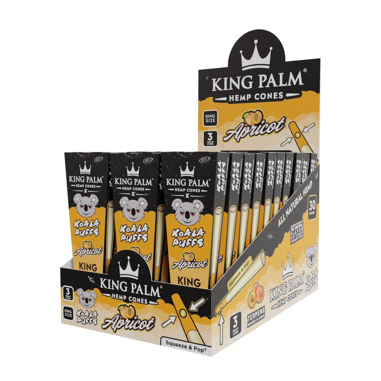 King Palm x Koala Puffs King Size Hemp Cones 30ct – Apricot