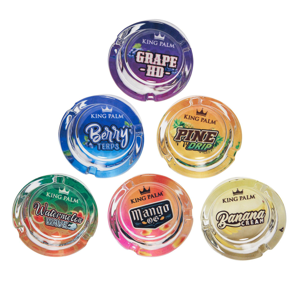 King Palm Glass Ashtray 6ct Display – Flavor Series