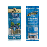 Front and back of a single 2pk pouch of King Palm Berry Terps 1g mini leaf tubes