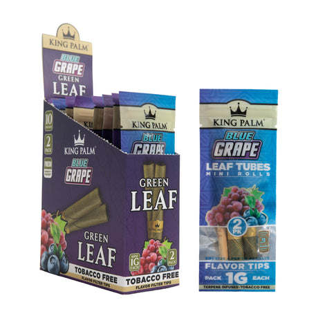 Angled view of the 10ct King Palm Blue Grape 1g Mini 2pk display next to a single pouch.