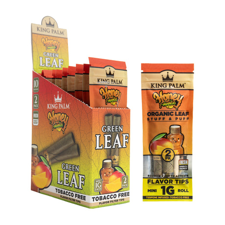 Angled view of the 10ct King Palm Honey Mango 1g Mini 2pk display next to a single pouch.