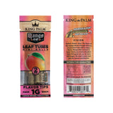 Front and back of a single 2pk pouch of King Palm Mango OG 1g mini leaf tubes
