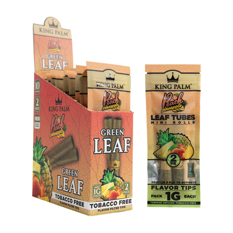 Angled view of the 10ct King Palm Peach Pineapple 1g Mini 2pk display next to a single pouch.