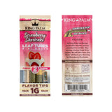 Front and back of a single 2pk pouch of King Palm Strawberry Shortcake 1g mini leaf tubes