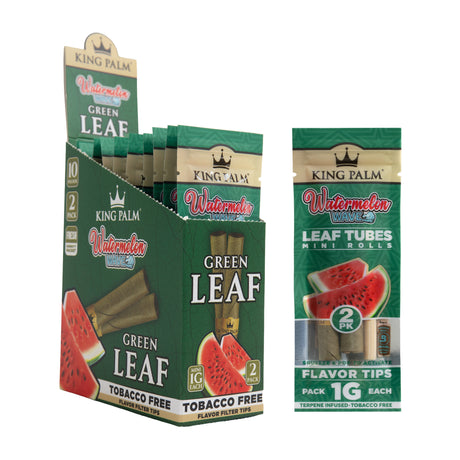 Angled view of the 10ct King Palm Watermelon Wave 1g Mini 2pk display next to a single pouch.