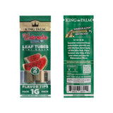 Front and back of a single 2pk pouch of King Palm Watermelon Wave 1g mini leaf tubes