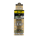Front view of pre-priced $1.99 King Palm mini 1g leaf tubes 10ct display on a white background