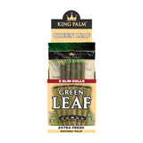 Front view of the King Palm slim 1.5g natural leaf tubes 8ct display on a white background