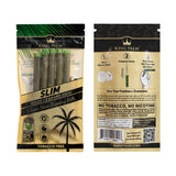 Front and back of a single 5pk pouch of King Palm slim 1.5g natural leaf tubes