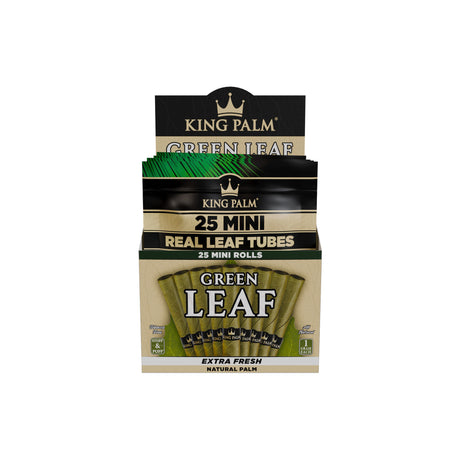 Front view of the bulk King Palm mini 1g natural leaf tubes 4ct display on a white background