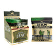 Angled view of the King Palm bulk slim 1.5 natural leaf tubes 4ct display and single 25pk pouch