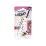 Front view of a single Celebration Ooze Hot Spoon in original packaging against a white background