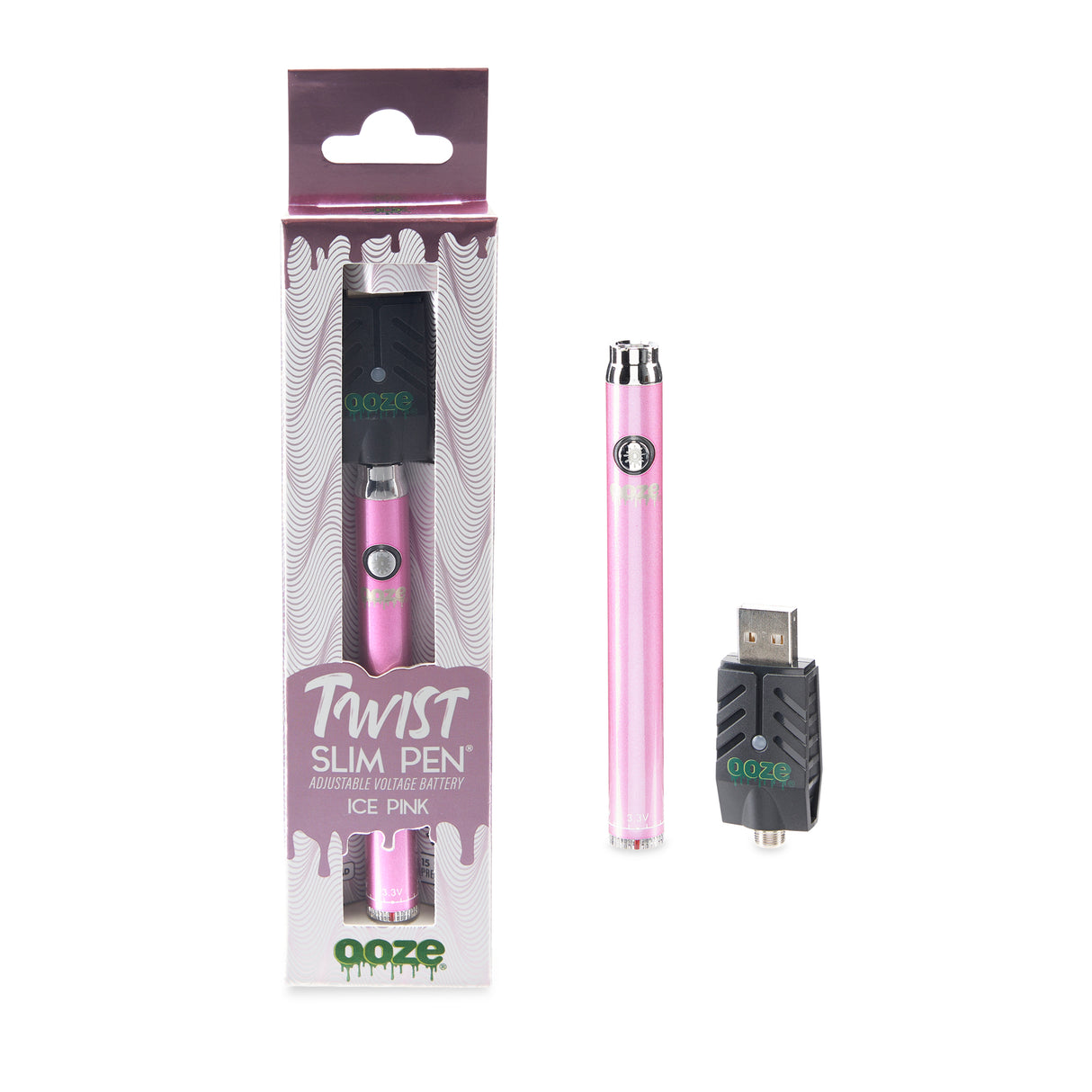 Ooze Slim Twist 510 Thread 320 mAh CBD Vape Pen Battery + USB Charger