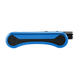 Side view of blue Hinge, 510 thread in use position