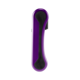 Side view of purple Hinge vape battery, 510 thread in closed position