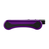Side view of purple Hinge vape battery, 510 thread in use position