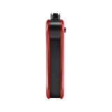 Back of red Hinge vape battery, 510 thread in use position