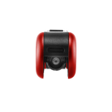 Bottom view of red Hinge battery, showing type-c port