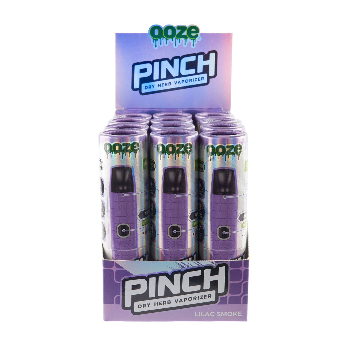 Display of purple Ooze Pinch dry herb vapes