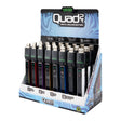 Angled view of the open Ooze Quad 2 24ct square vape battery display on a white background