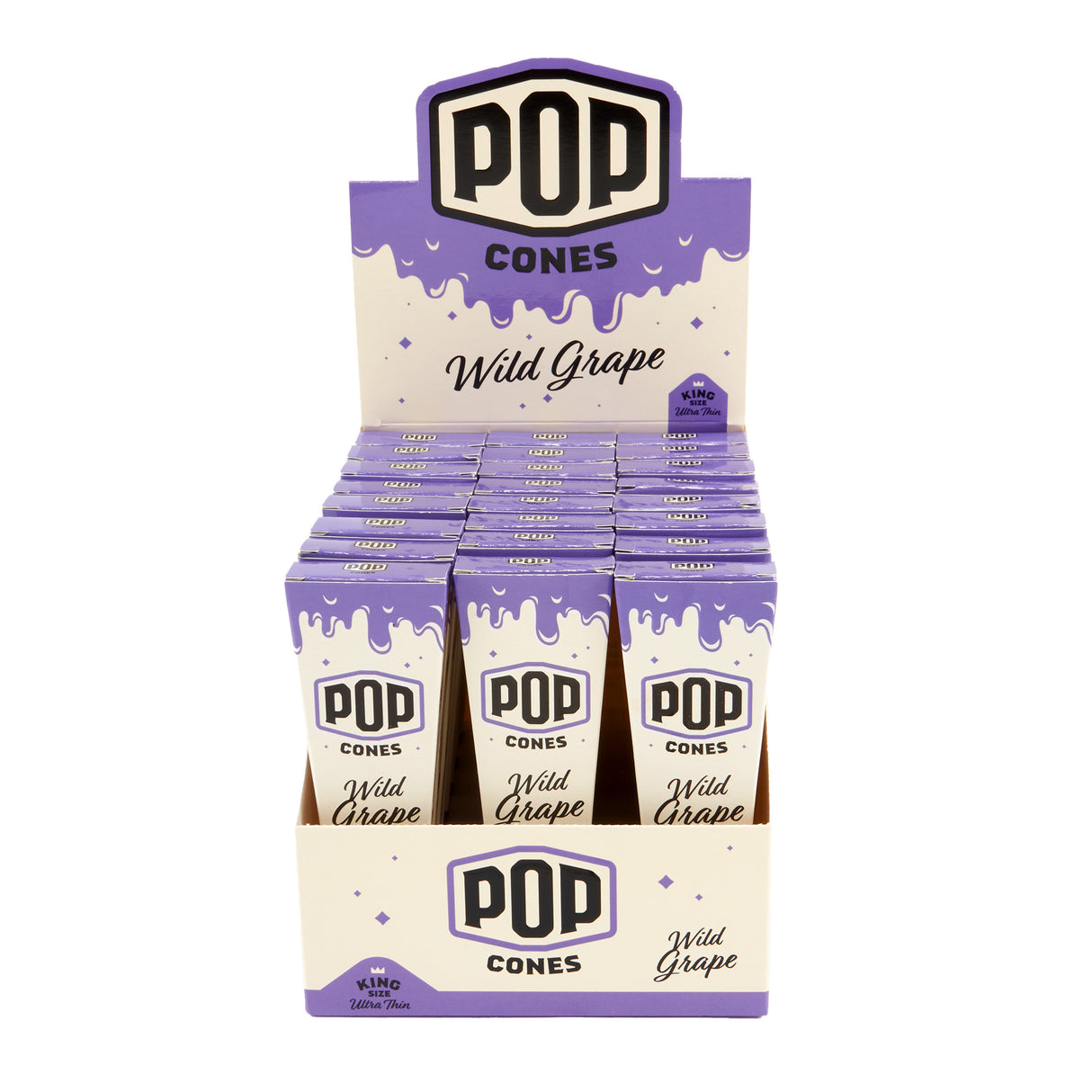 Pop Cones King Size 3pk Pre-Rolled Cones with Flavor Tip 24ct Display