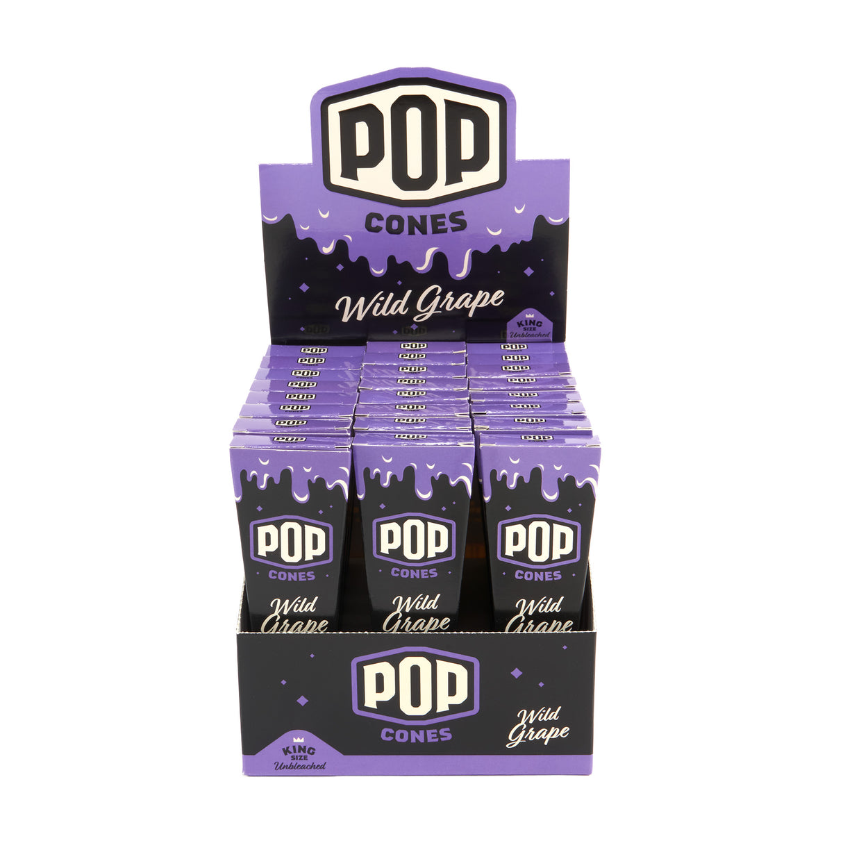 Pop Cones King Size 3pk Pre-Rolled Cones with Flavor Tip 24ct Display