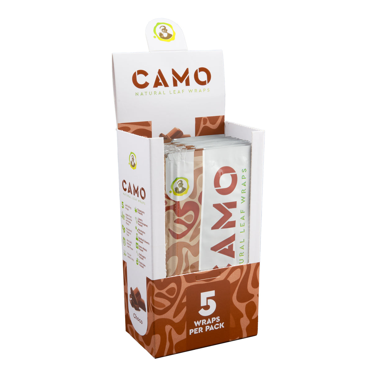 Camo Natural Leaf Wraps 5pk – 25ct