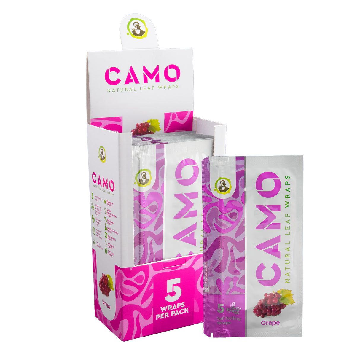 Camo Natural Leaf Wraps 5pk – 25ct