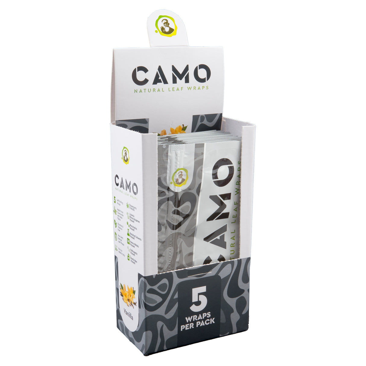 Camo Natural Leaf Wraps 5pk – 25ct