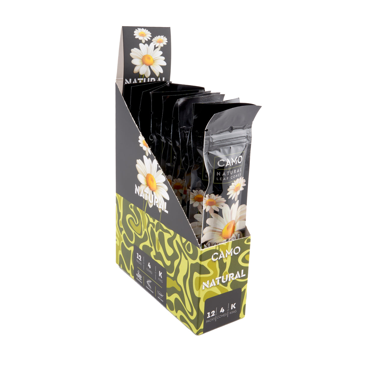 Camo Natural Leaf Cones 4pk – 12ct