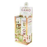 Angled view of a 25ct display of Camo x Pod Juice Russian cream matcha wraps on a white background