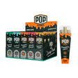 A 25ct display box and individual tube of POP Cones Unbleached Scary Pack king size rolling papers on a white background.