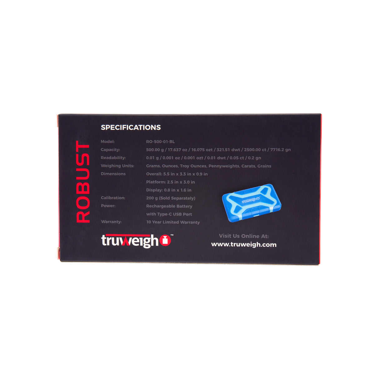 Truweigh Robust Digital Mini Scale – 500g x 0.01g