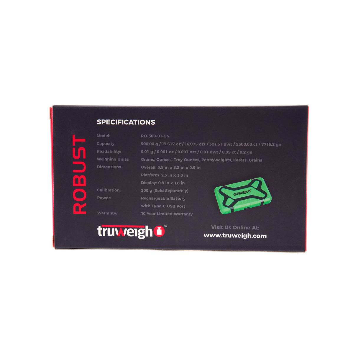 Truweigh Robust Digital Mini Scale – 500g x 0.01g