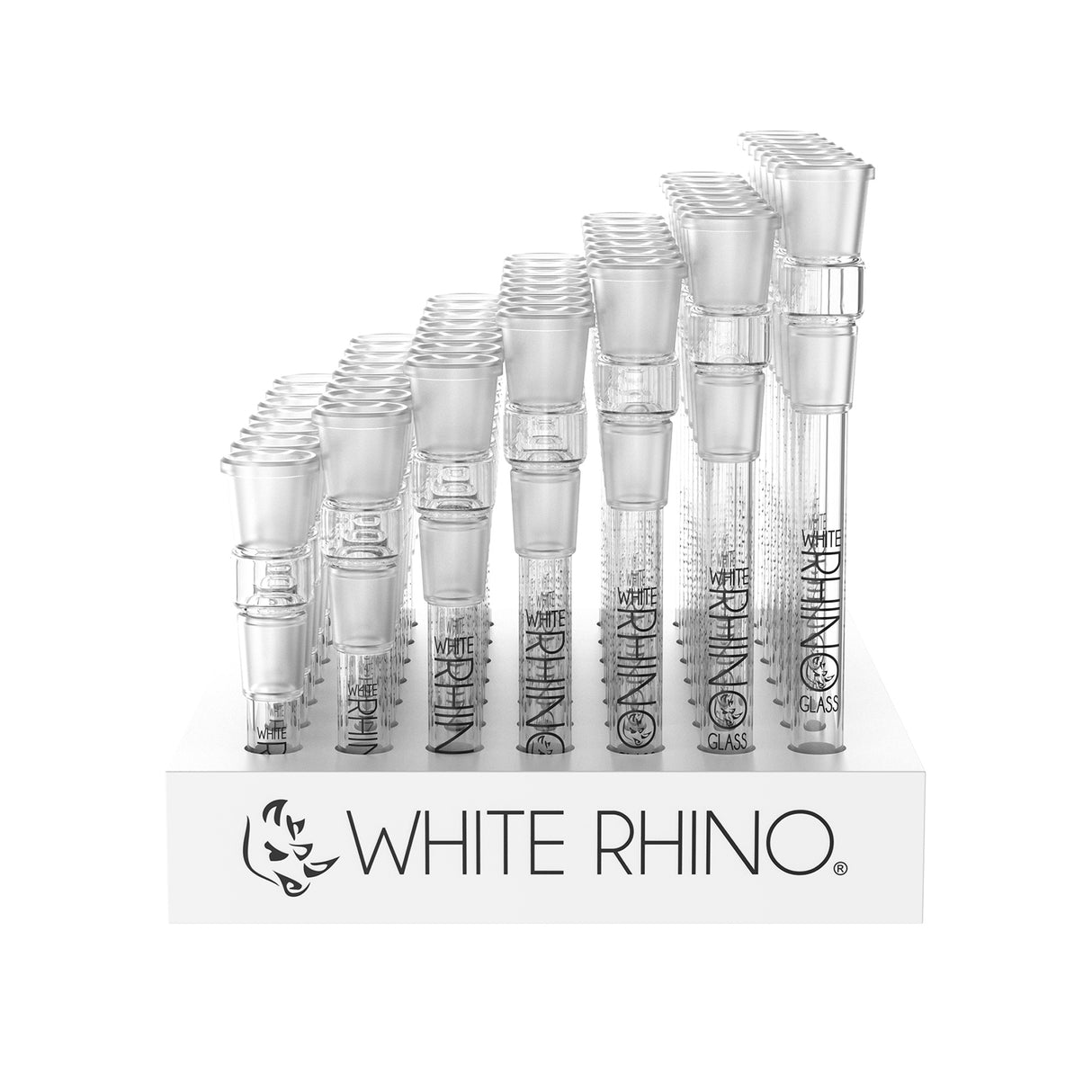 White Rhino 19/19mm Glass Downstems - 49ct