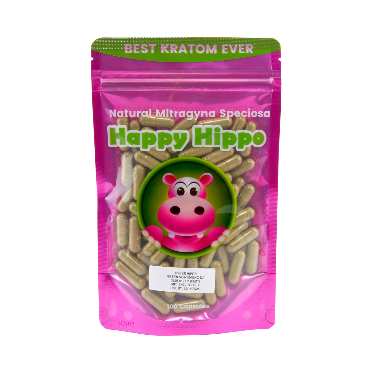 Happy Hippo Kratom Capsules – 100pk