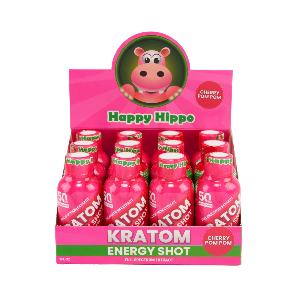 Happy Hippo 50mg Kratom Energy Shot – 12ct