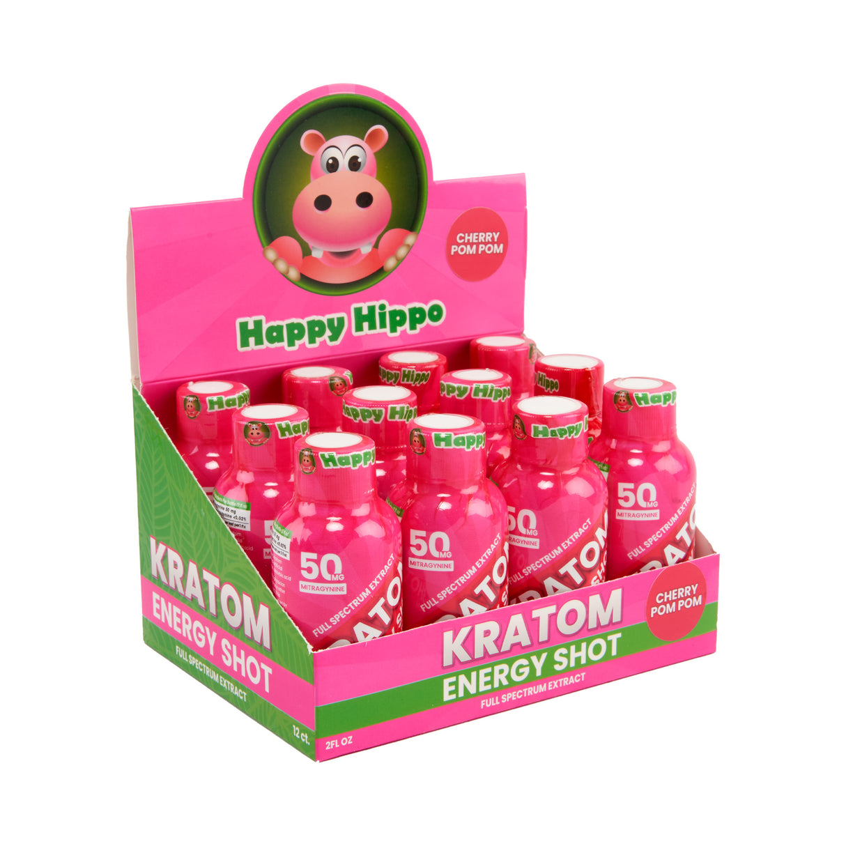 Happy Hippo 50mg Kratom Energy Shot – 12ct