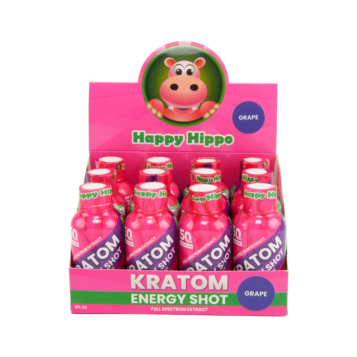 Happy Hippo 50mg Kratom Energy Shot – 12ct