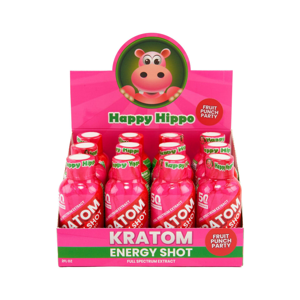 Happy Hippo 50mg Kratom Energy Shot – 12ct