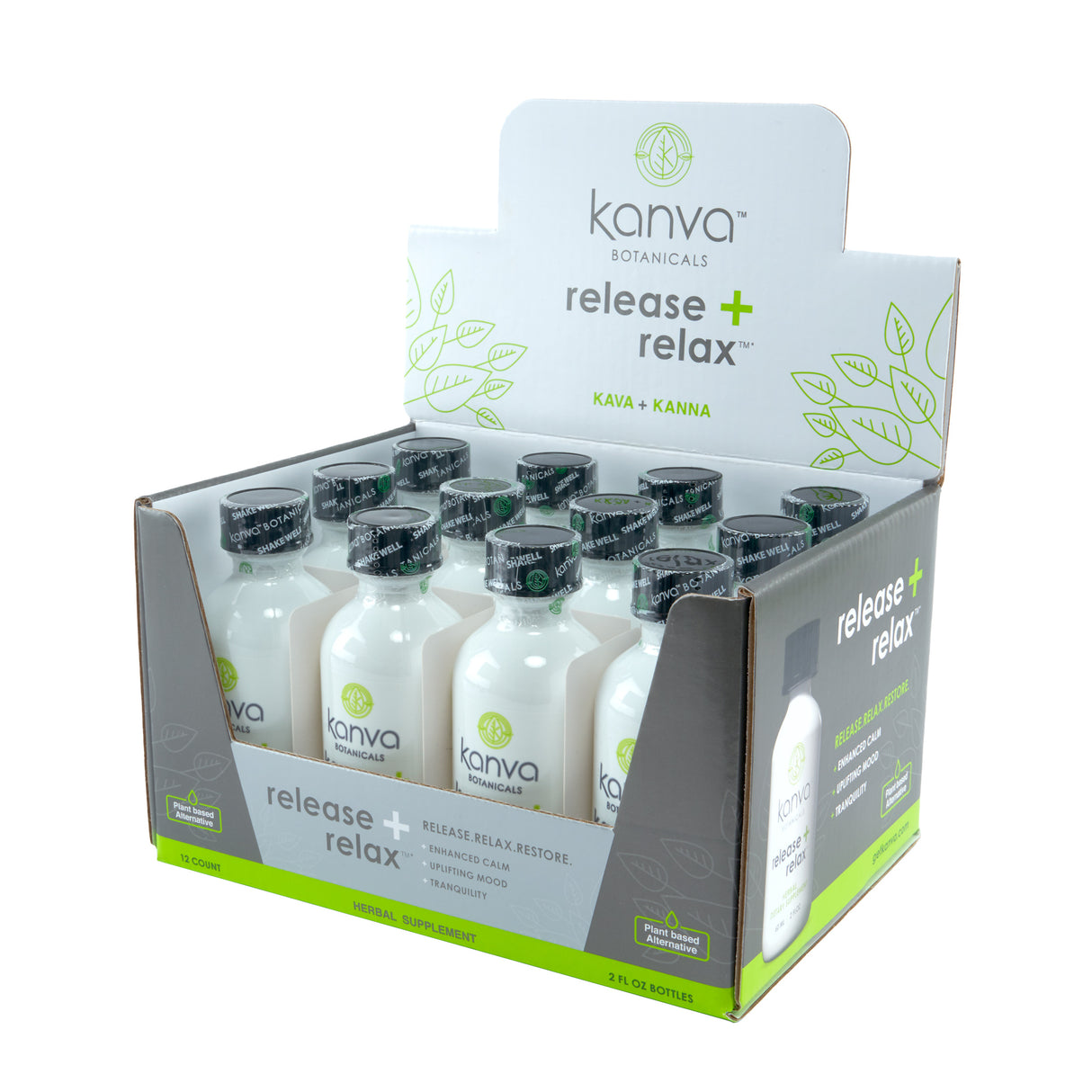 Kanva Botanicals Kava & Kanna Extract Shot 2oz - Release & Relax – 12ct