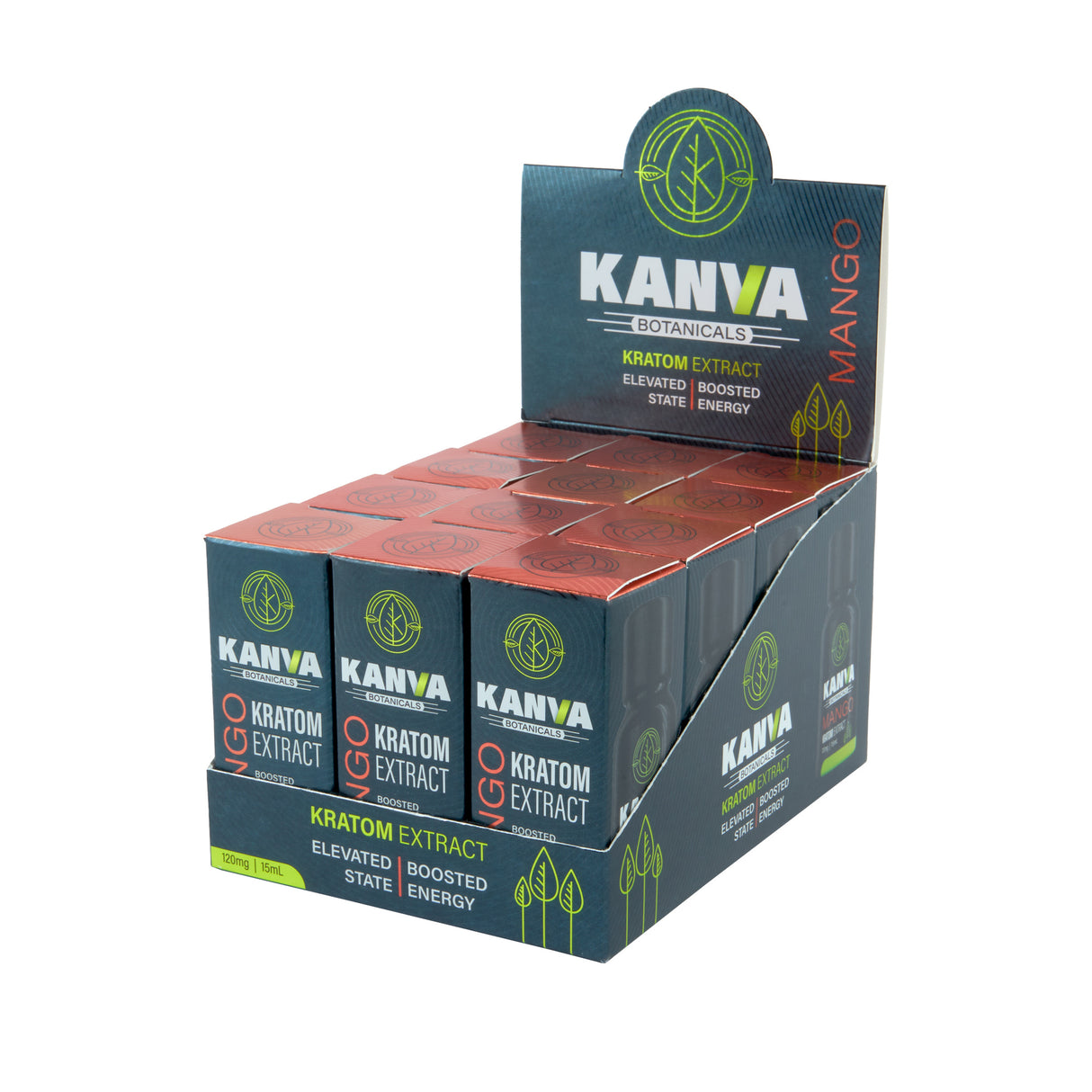 Kanva Botanicals Kratom Extract Shot – 120mg - Mango - 12ct