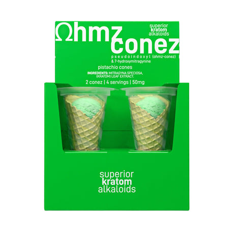 Ohmz Conez Flavored Kratom - Pistachio - 50mg - 2pk - 8ct