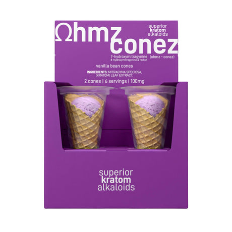 Ohmz Conez Flavored Kratom - Vanilla Bean - 100mg - 2pk - 8ct