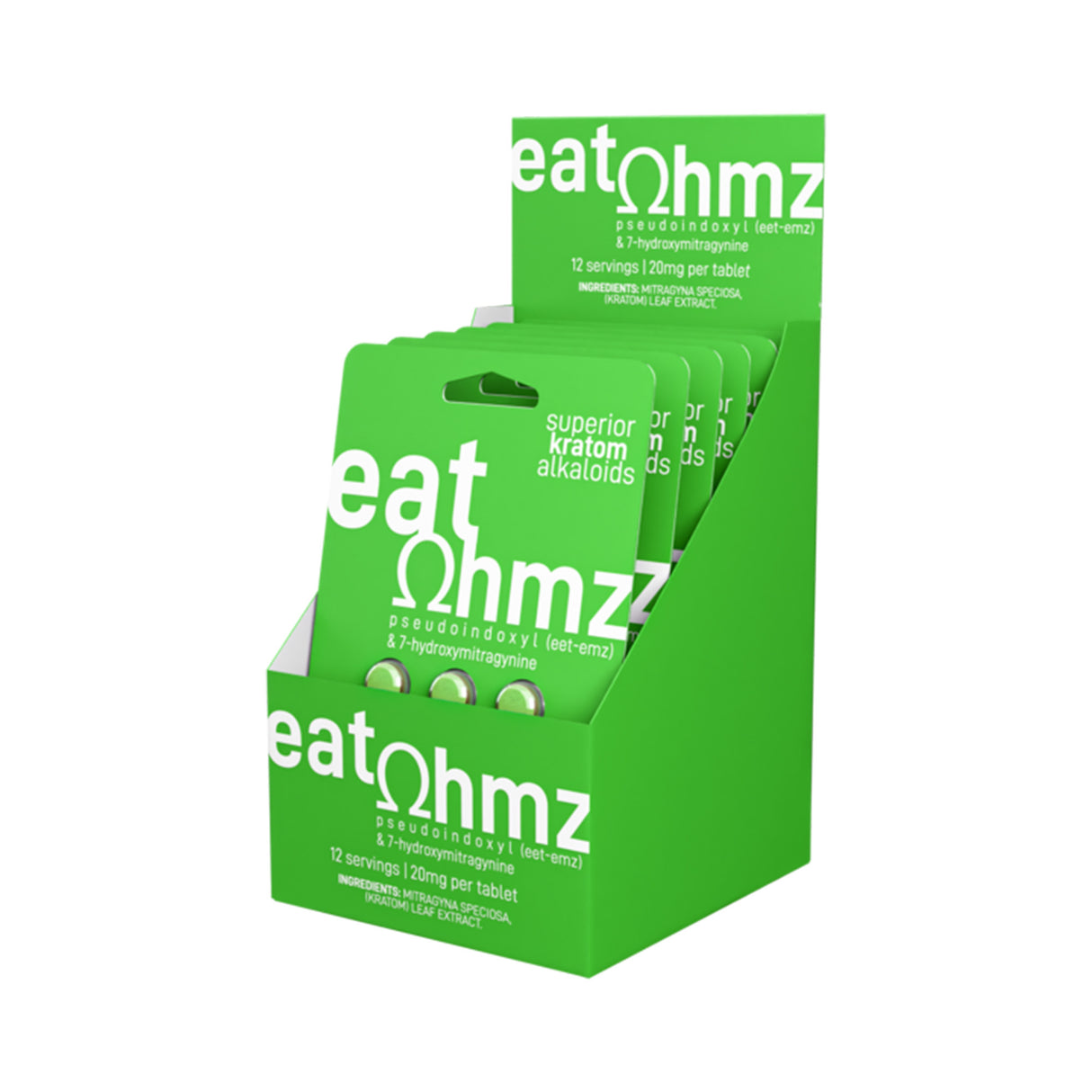 Eat Ohmz Pseudo + 7-OH Green Kratom Tablets – 100mg – 6pk – 6ct