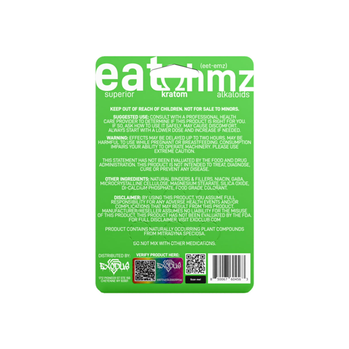 Eat Ohmz Pseudo + 7-OH Green Kratom Tablets – 100mg – 6pk – 6ct