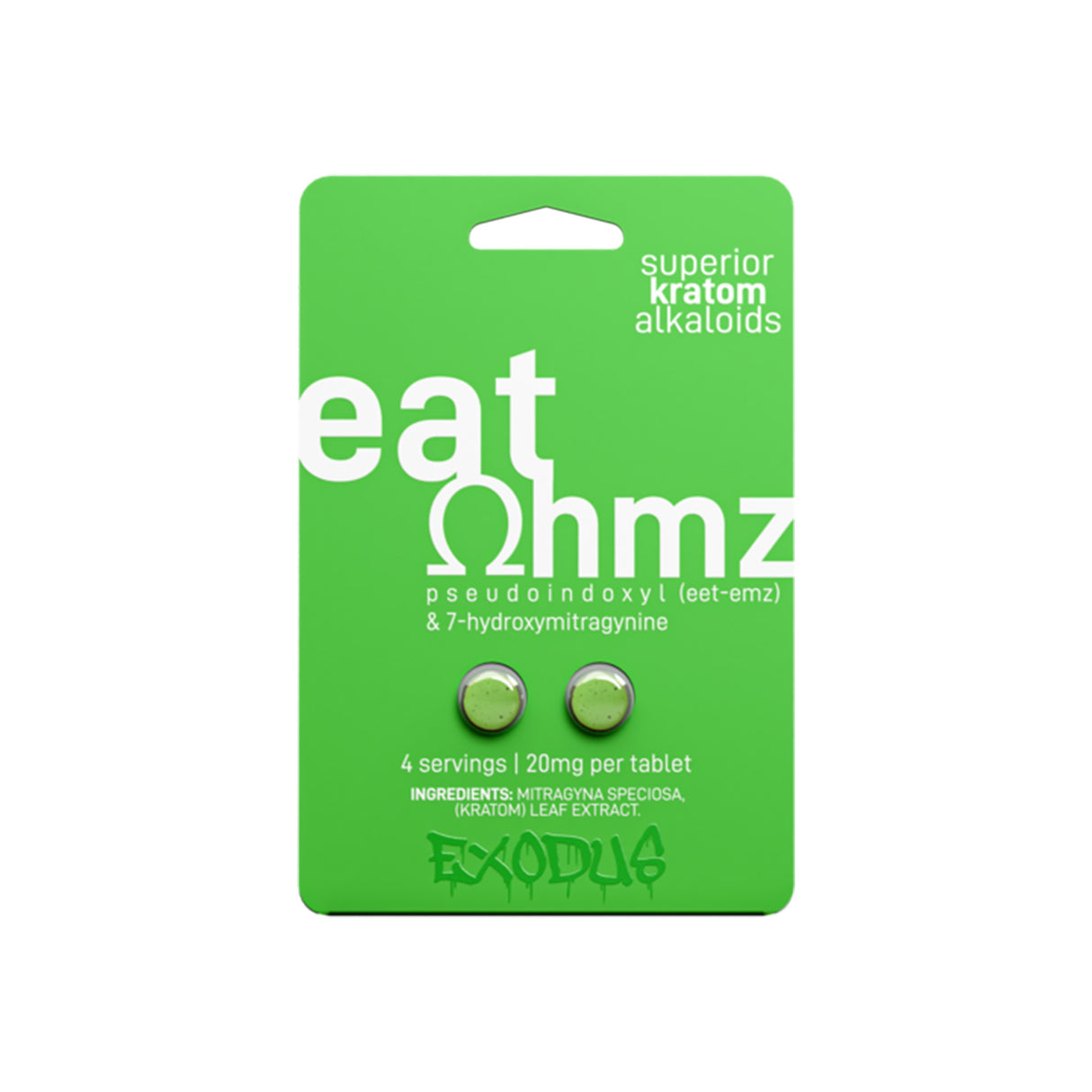 Eat Ohmz Pseudo + 7-OH Green Kratom Tablets – 40mg – 2pk – 20ct