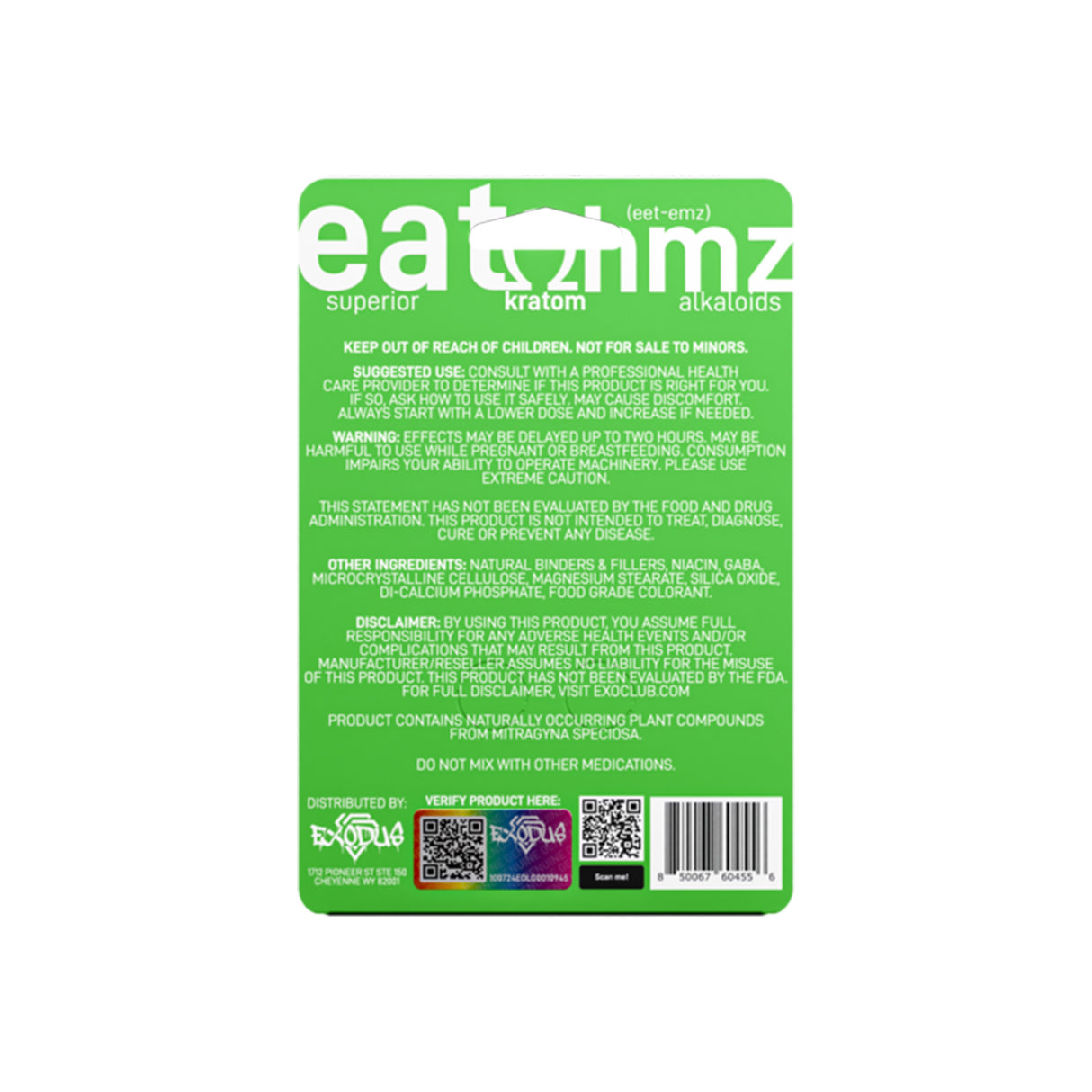 Eat Ohmz Pseudo + 7-OH Green Kratom Tablets – 40mg – 2pk – 20ct